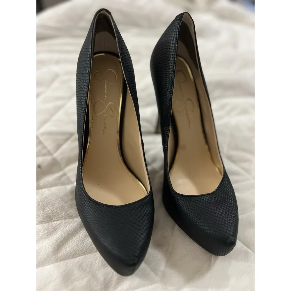 Jessica Simpson Parisah Platform Pump‎ Snake Print Black 8.5